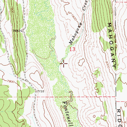 Topographic Map of Mahogany Creek, WY