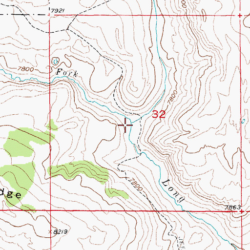 Topographic Map of Middle Fork Long Creek, WY