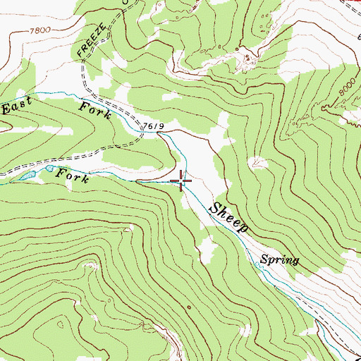 Topographic Map of Middle Fork Sheep Creek, WY