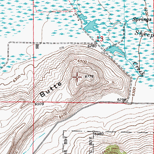 Topographic Map of Millers Butte, WY