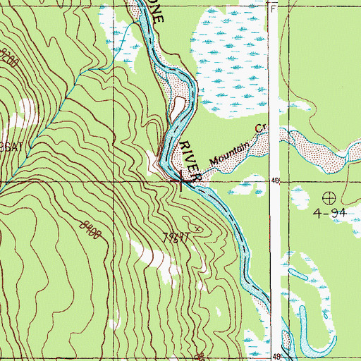 Topographic Map of Mountain Creek, WY