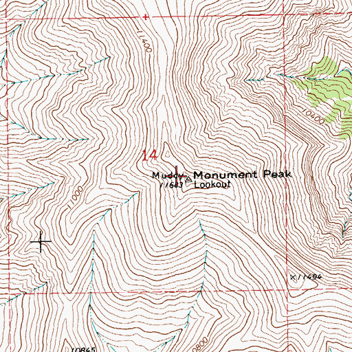 Topographic Map of Muddy Monument Peak, WY