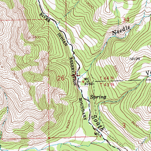 Topographic Map of Needle Creek, WY