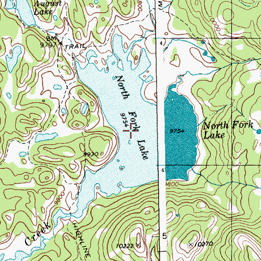 Topographic Map of North Fork Lake, WY