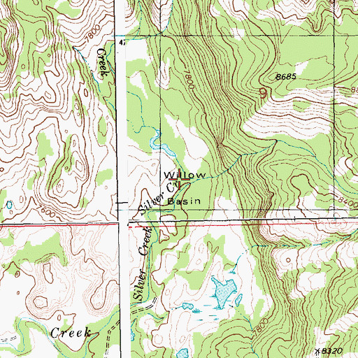 Topographic Map of North Fork Silver Creek, WY