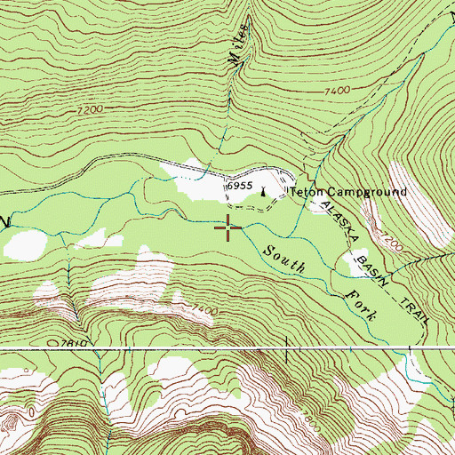 Topographic Map of North Fork Teton Creek, WY