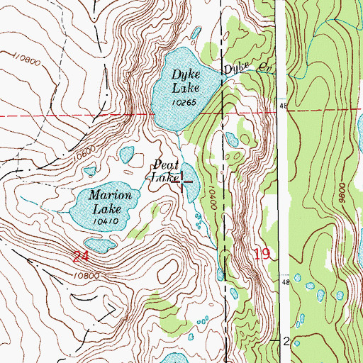 Topographic Map of Peat Lake, WY
