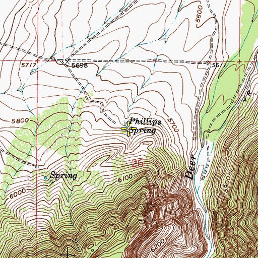 Topographic Map of Phillips Spring, WY