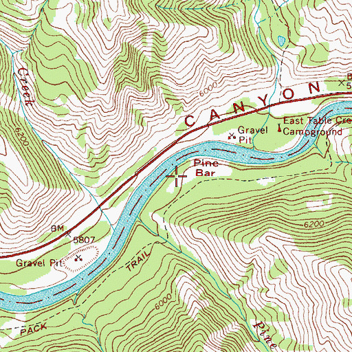 Topographic Map of Pine Bar, WY