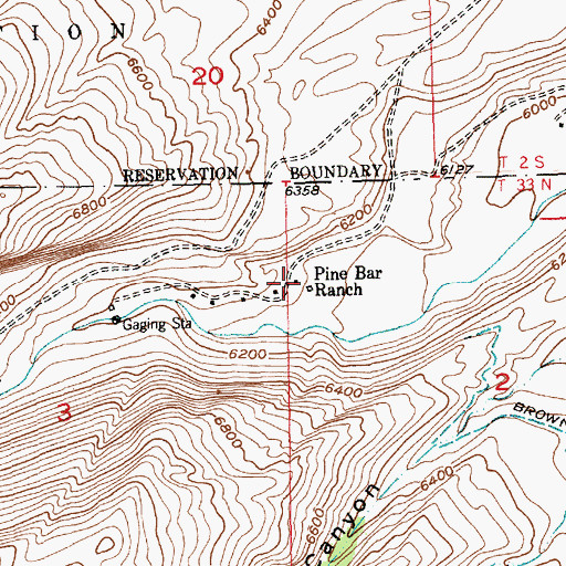 Topographic Map of Pine Bar Ranch, WY