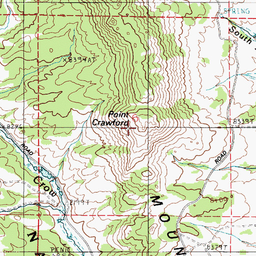 Topographic Map of Point Crawford, WY