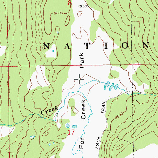 Topographic Map of Pot Creek Park, WY
