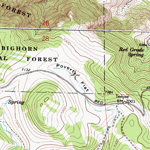 Topographic Map of Poverty Flat, WY