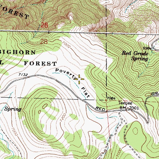 Topographic Map of Poverty Flat, WY