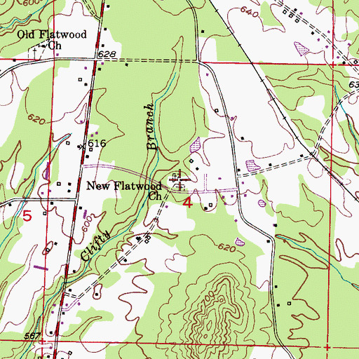 Topographic Map of New Flatwood Church, AL
