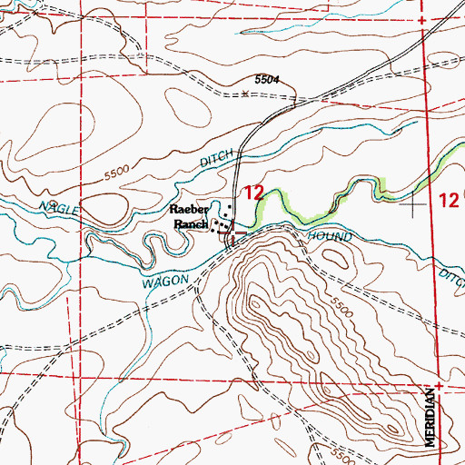 Topographic Map of Raeber Ranch, WY