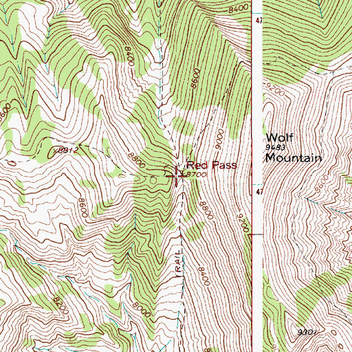 Topographic Map of Red Pass, WY