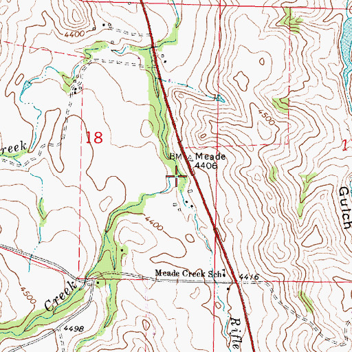 Topographic Map of Rifle Creek, WY