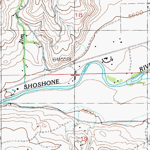 Topographic Map of River Rest Resort, WY