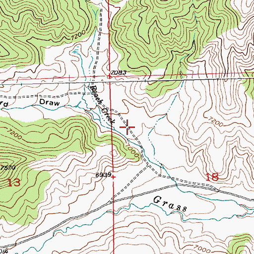 Topographic Map of Roach Creek, WY