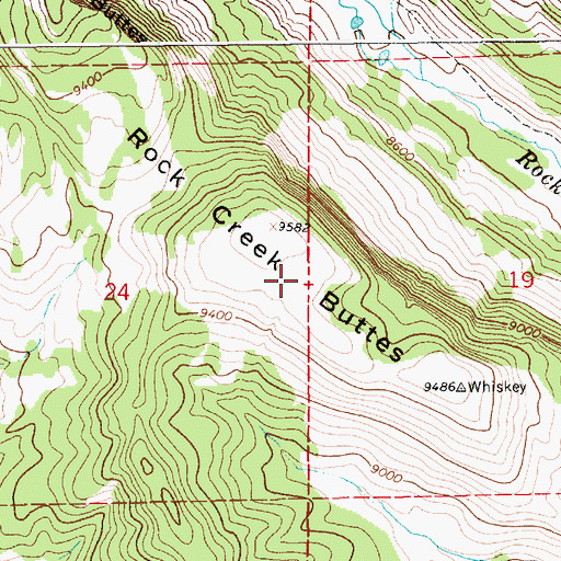 Topographic Map of Rock Creek Buttes, WY