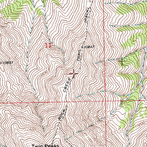 Topographic Map of Rock Creek Trail, WY