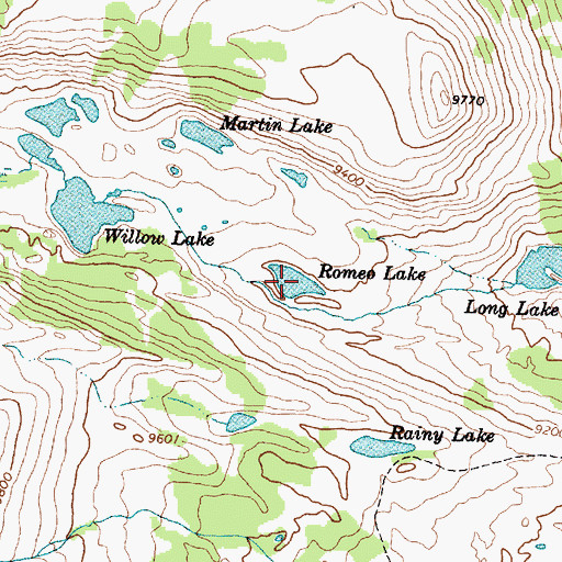 Topographic Map of Romeo Lake, WY