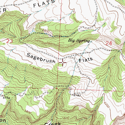 Topographic Map of Sagebrush Flats, WY