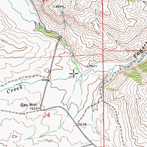 Topographic Map of Sawmill Creek, WY