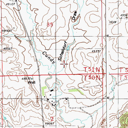 Topographic Map of Schelldorf Draw, WY