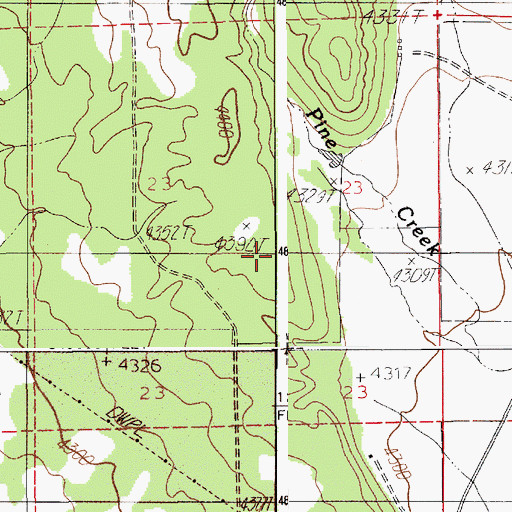 Topographic Map of Pine Ridge, WY