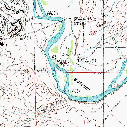 Topographic Map of Scott Bottom, WY