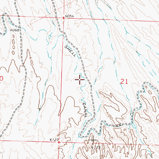 Topographic Map of Shell Canal, WY