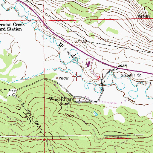 Topographic Map of Sheridan Creek, WY