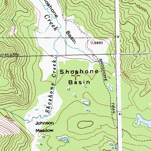 Topographic Map of Shoshone Basin, WY