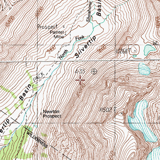Topographic Map of Silvertip Basin, WY