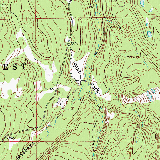 Topographic Map of Slab Park, WY
