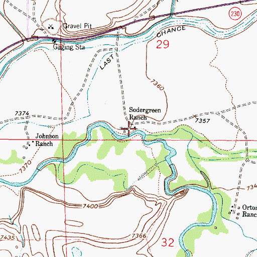 Topographic Map of Sodergreen Ranch, WY