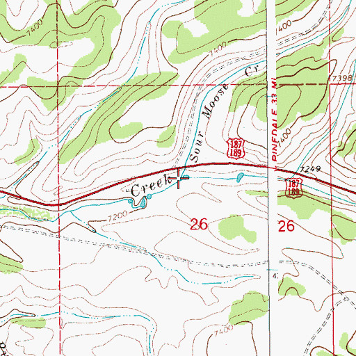 Topographic Map of Sour Moose Creek, WY
