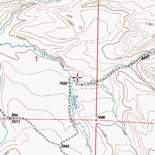 Topographic Map of South Fork Dry Creek, WY