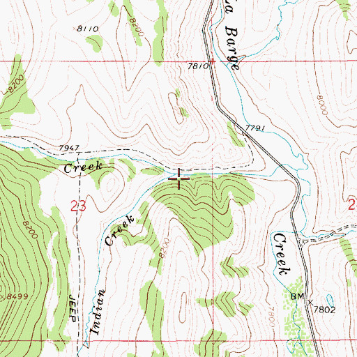 Topographic Map of South Indian Creek, WY