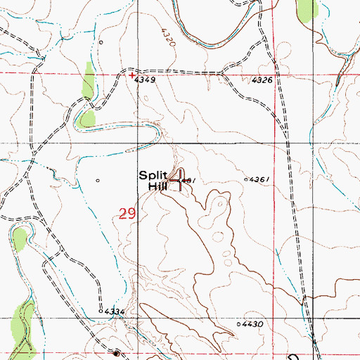 Topographic Map of Split Hill, WY