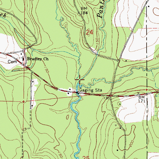 Topographic Map of Panther Creek, AL
