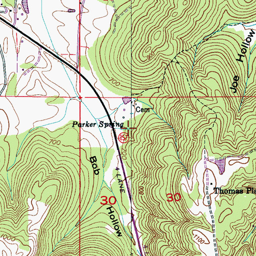 Topographic Map of Parker Spring, AL