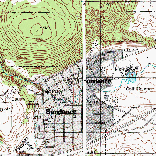 Topographic Map of Sundance, WY