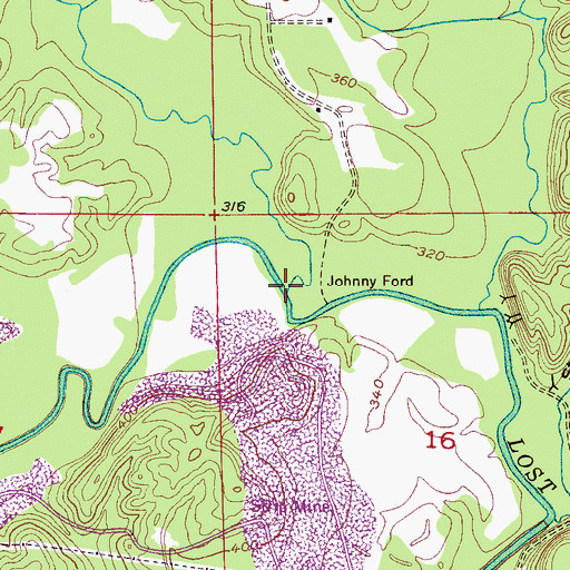 Topographic Map of Paul Creek, AL