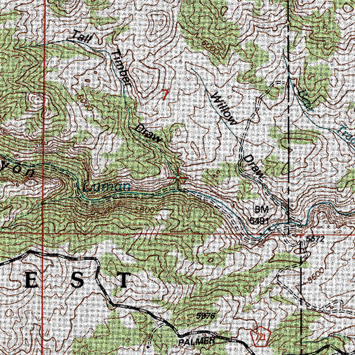 Topographic Map of Tall Timber Draw, WY