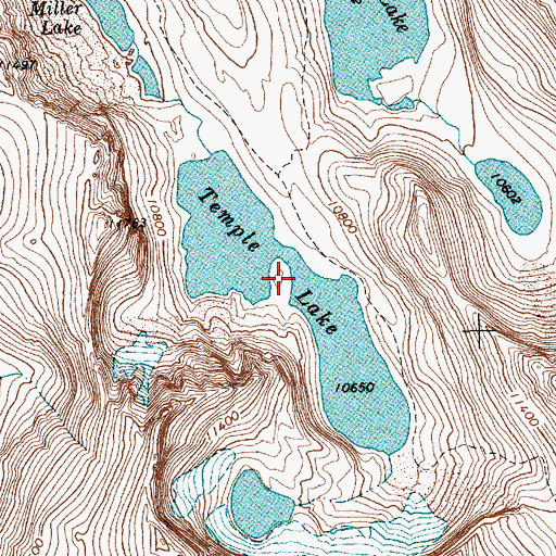 Topographic Map of Temple Lake, WY