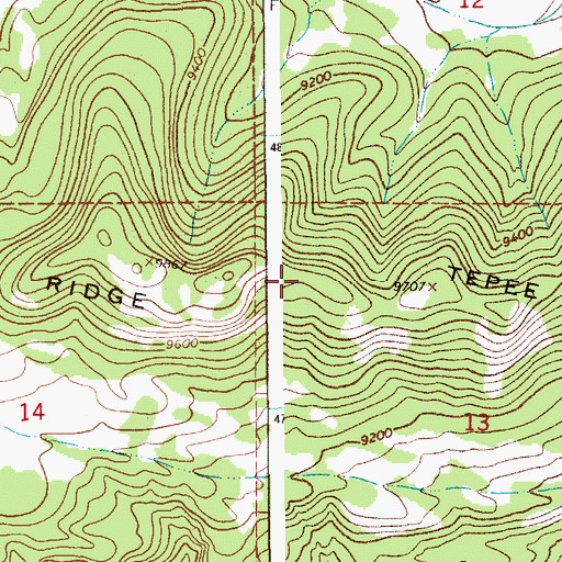Topographic Map of Tepee Creek Ridge, WY
