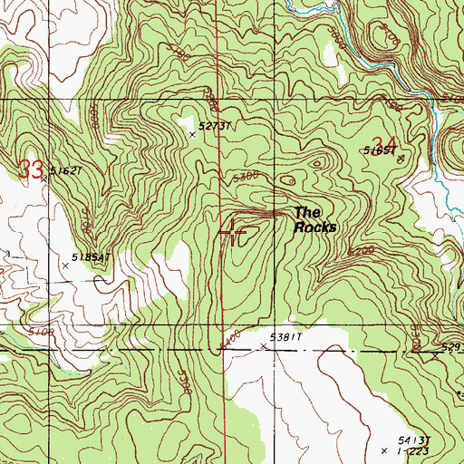 Topographic Map of The Rocks, WY